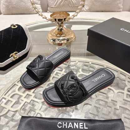 CC 26s Platform Slippers Black Sheepskin 627069