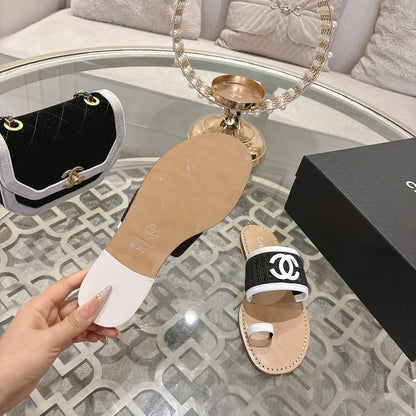 Chanel 2026 Newest Double C Slippers Leather Sheepskin 834459