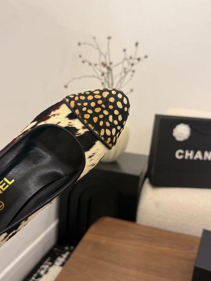 Chanel 2026 Pump Black White Brown Horsehair Calfskin 686502