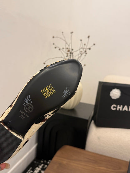 Chanel 2026 Ballet Flat Black White Brown Horsehair Calfskin 686503