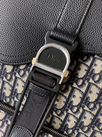 Dior 2026 Saddle Heritage Backpack With Flap 42cm Fabric Leather 355424