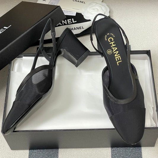 CC 26s Slingback 65mm Mesh Fabric Sheepskin