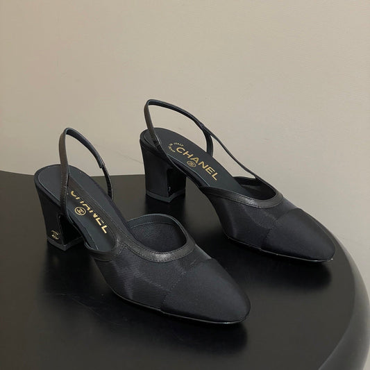 CC 26s Slingback 65mm Mesh Fabric Sheepskin