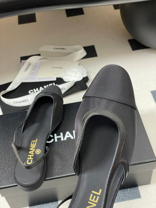 CC 26s Slingback Black Mesh Fabric Sheepskin 649450