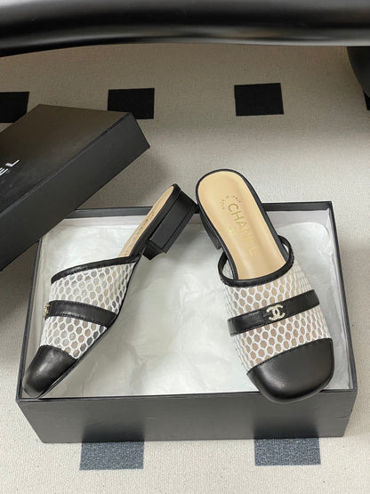 CC 26s High-Heeled Mules Black Cowhide 649467