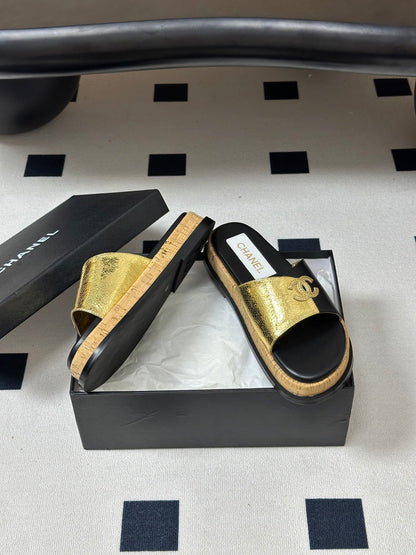 Chanel 2026 Double C Buckle Platform Sandals Sheepskin 834735