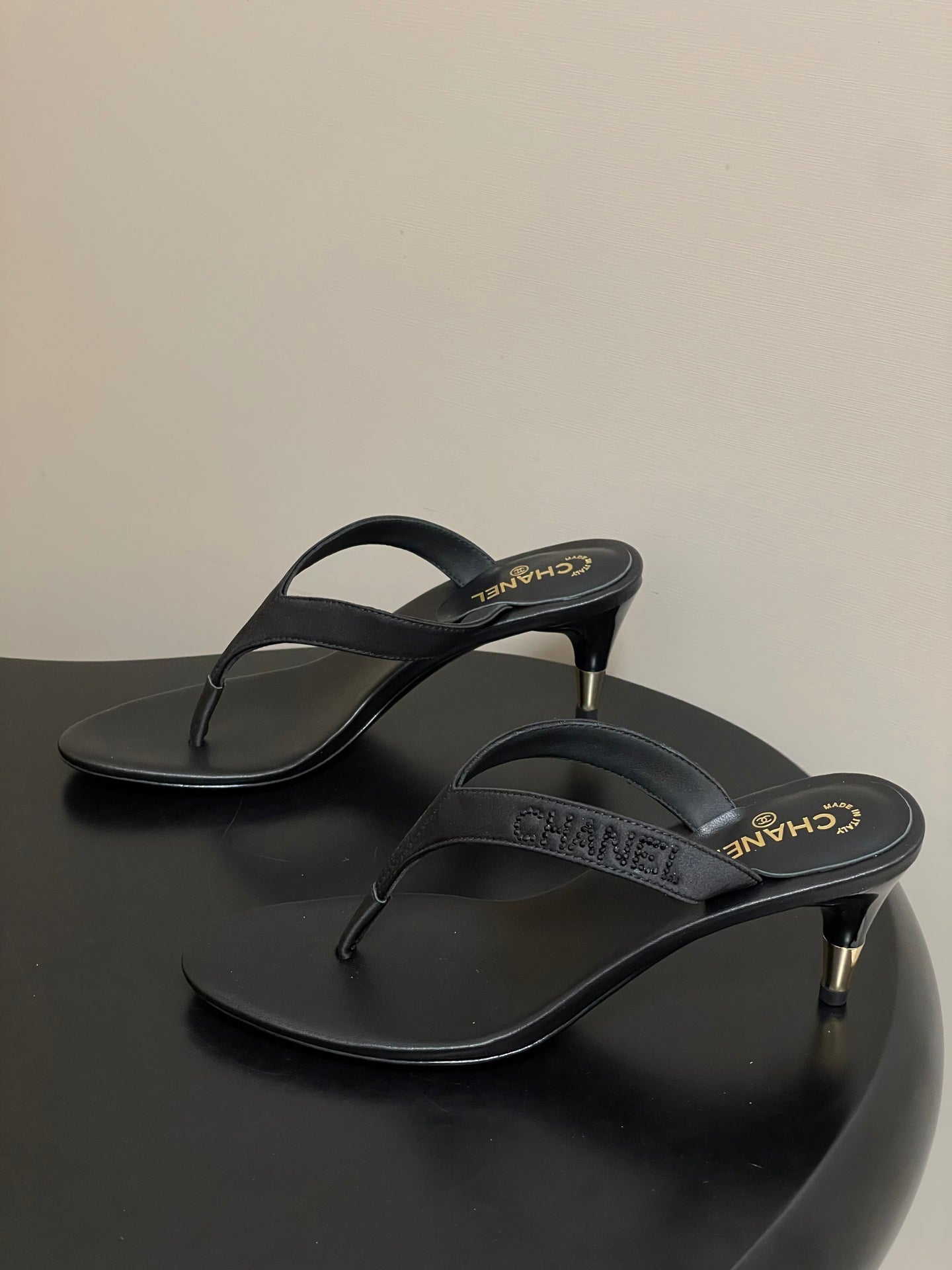 Chanel 2026 High-Heeled Flip-Flops Leather Sheepskin 834697