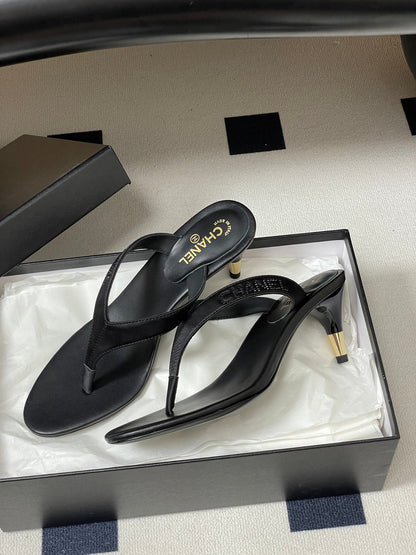 Chanel 2026 High-Heeled Flip-Flops Leather Sheepskin 834697