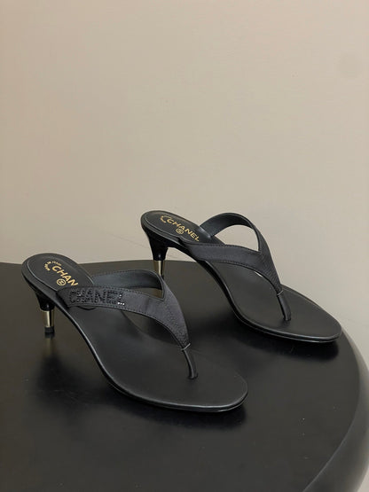 Chanel 2026 High-Heeled Flip-Flops Leather Sheepskin 834697