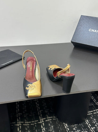 CC 2026 Slingback 75 Black Gold Cowhide 668140