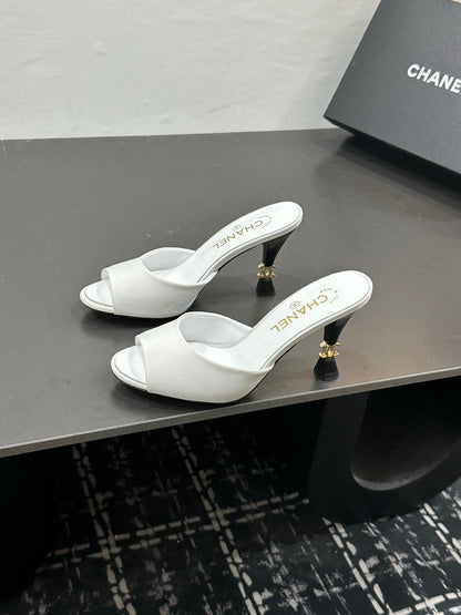 Chanel 2026 Peep-Toe Kitten Heels Leather Sheepskin 832569