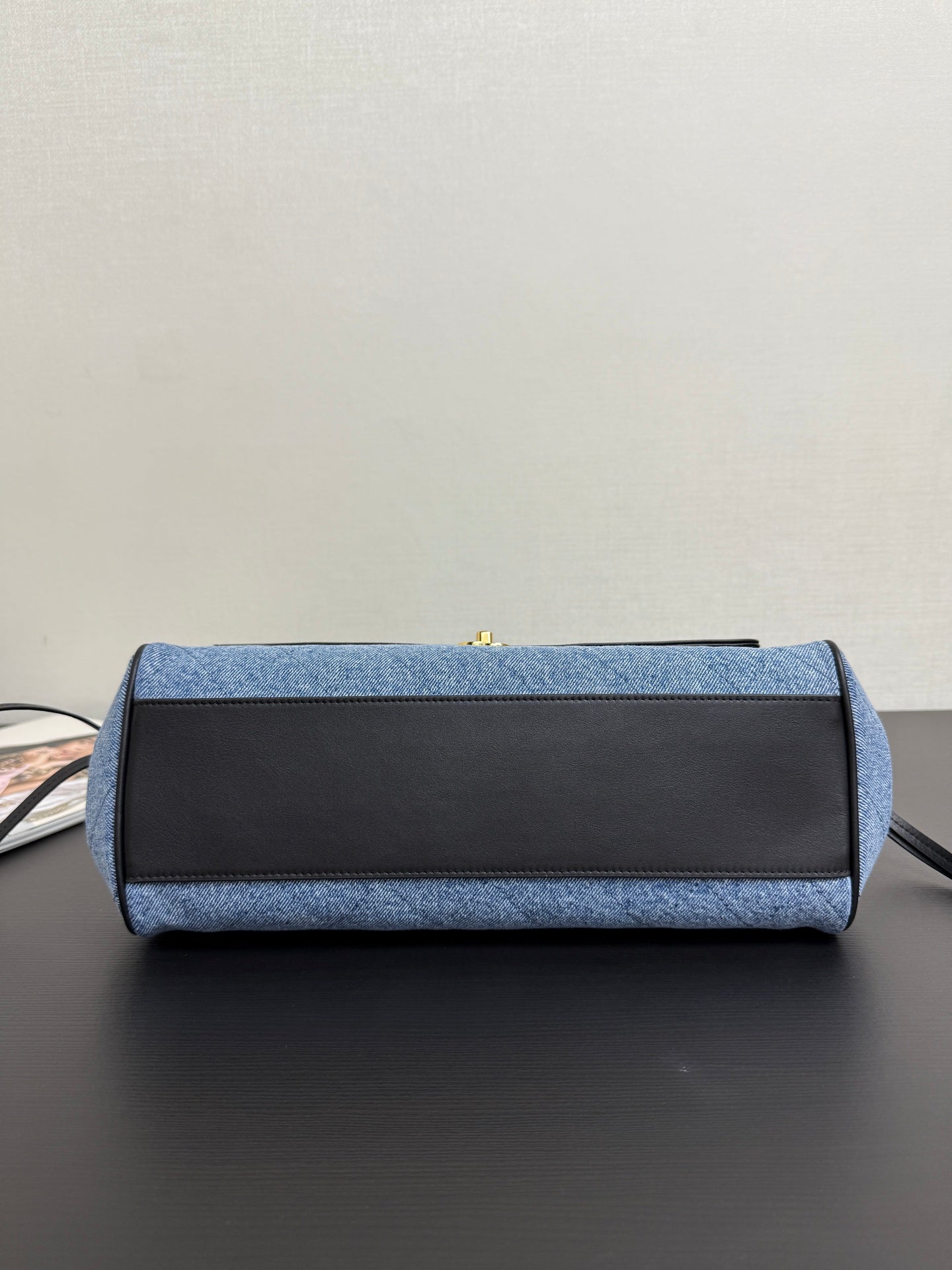 Chanel 2026 Shopping Bag 31cm Blue Black Denim Calfskin