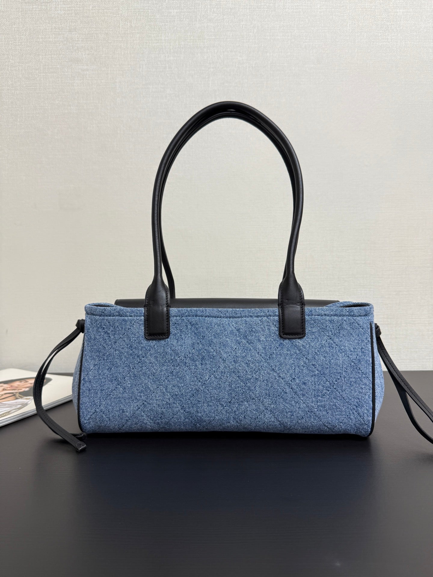 Chanel 2026 Shopping Bag 31cm Blue Black Denim Calfskin