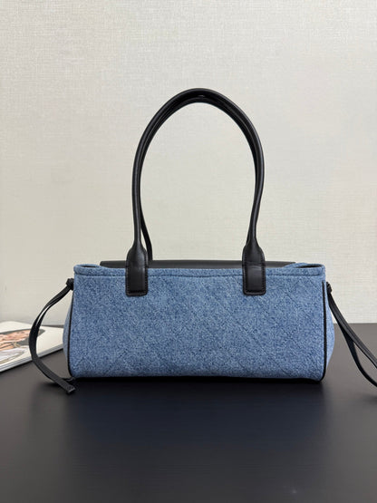 Chanel 2026 Shopping Bag 31cm Blue Black Denim Calfskin