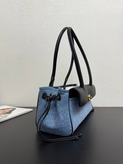 Chanel 2026 Shopping Bag 31cm Blue Black Denim Calfskin