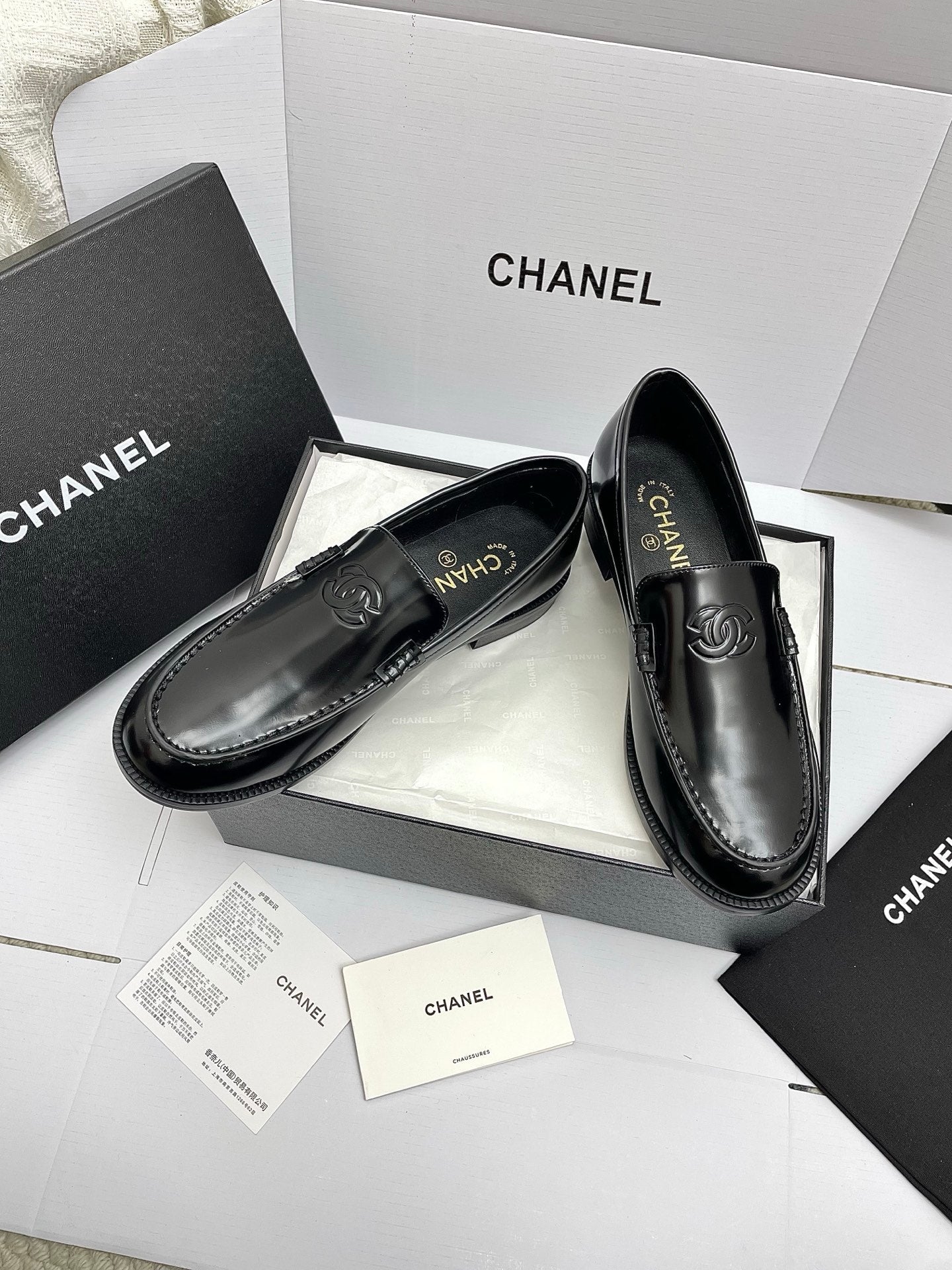 CC 26s Double C Loafers Black Calfskin 645307
