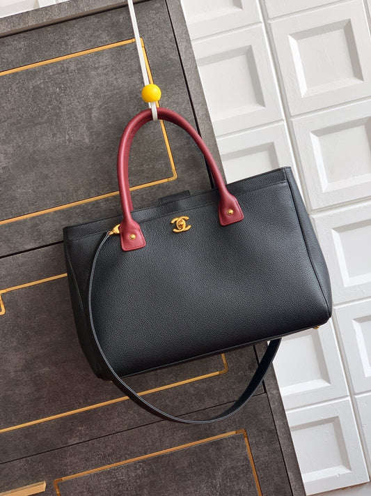 Chanel 2026 Shopping Bag Black mix Burgundy Calfskin