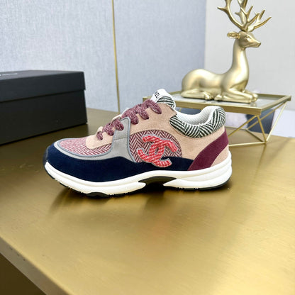 CC 2026 Casual Sneakers Navy Blue Red Suede Canvas 668051