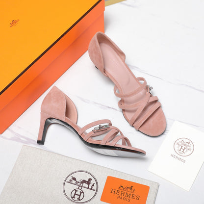 HM 26ss Sandals 65 Light Pink Suede 601231