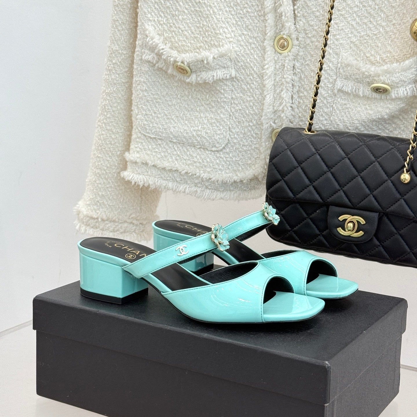 CC 26s High Heeled Sandals 45 Turquoise Patent Leather 643030