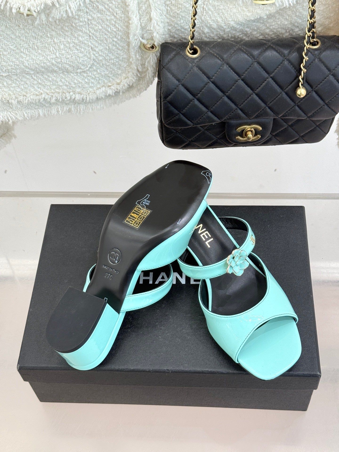 CC 26s High Heeled Sandals 45 Turquoise Patent Leather 643030