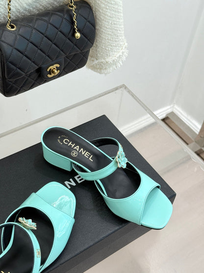 CC 26s High Heeled Sandals 45 Turquoise Patent Leather 643030