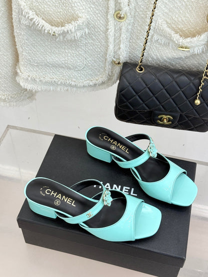 CC 26s High Heeled Sandals 45 Turquoise Patent Leather 643030