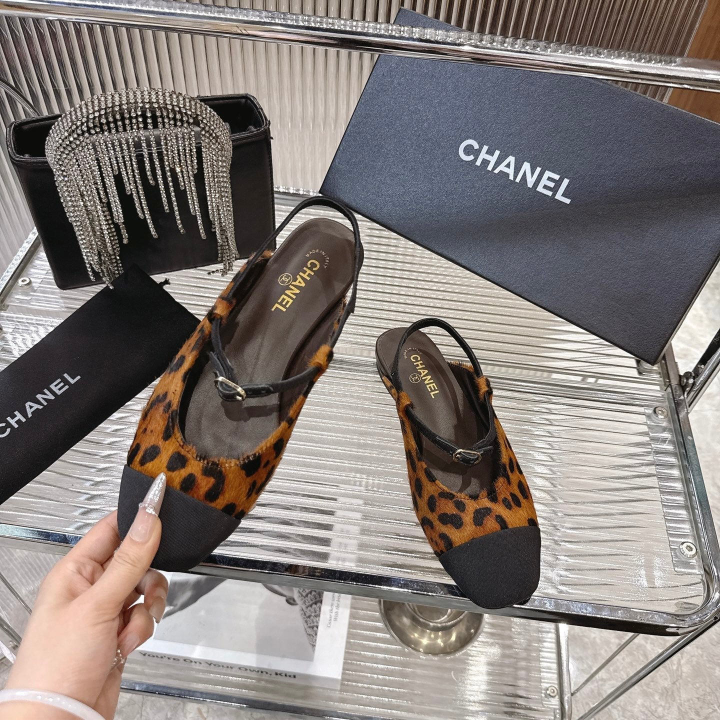 CC 2026 Retro Sandals Leopard Print Calf Hair 668079
