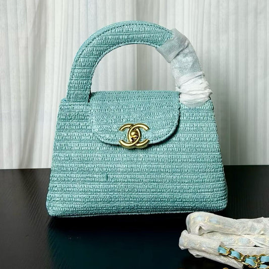 Chanel Kelly 2026 Bag 19cm Blue Woven Leather