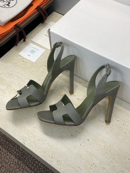 HM 26ss High Heel Sandals 105 Olive Green Cowhide 607113