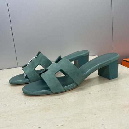 HM 26ss  Oran Sandals 45 Moss Green Suede Cowhide 607213