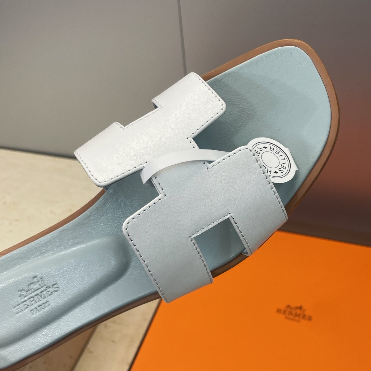 HM 26ss Oran Sandals Baby Blue White Calfskin 607224