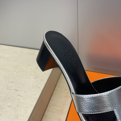 HM 26ss Oran Sandals 45 Black Sliver Calfskin 607229