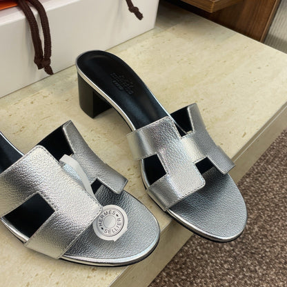 HM 26ss Oran Sandals 45 Black Sliver Calfskin 607229