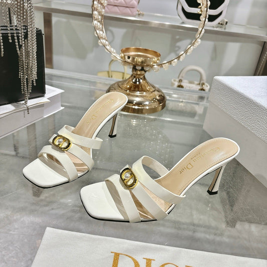 CD 26 High-Heeled Sandals 75mm White Patent Leather 592259