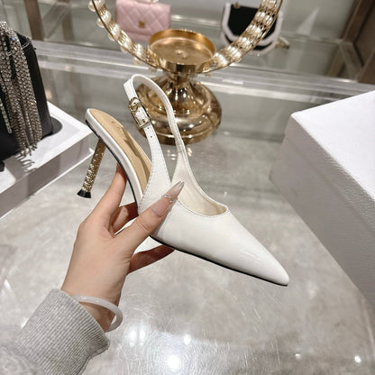CD 26 Slingback 80 White Beige Patent Leather 679851