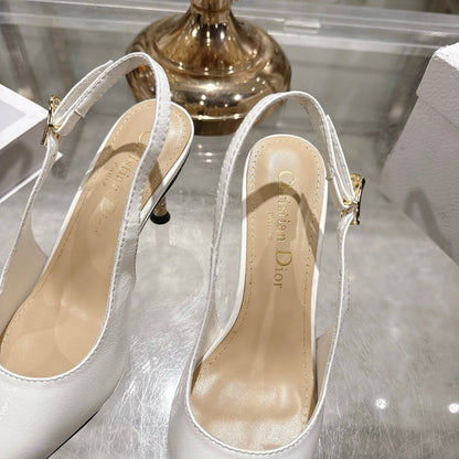 CD 26 Slingback 80 White Beige Patent Leather 679851