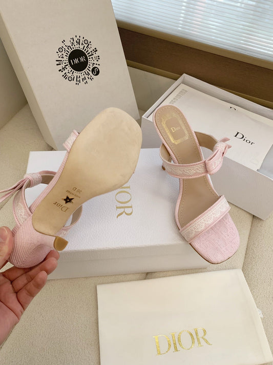 CD 26s High Heel Sandal 100 Pink Canvas Sheepskin  664178