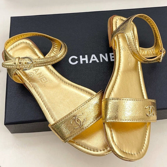 Chanel 2026 Double C Buckle Strappy Flat Sandals Lambskin Sheepskin 832342