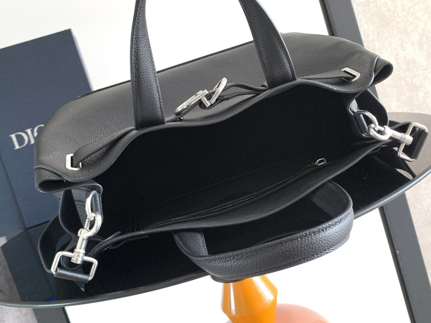 Dior 2026 Normandie Handbag 38cm Black Grained Calfskin 355400
