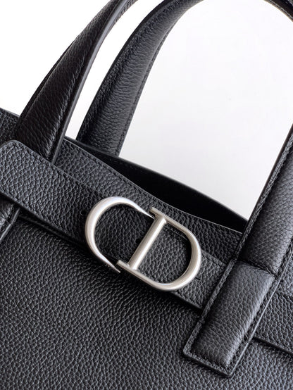 Dior 2026 Normandie Handbag 38cm Black Grained Calfskin 355400