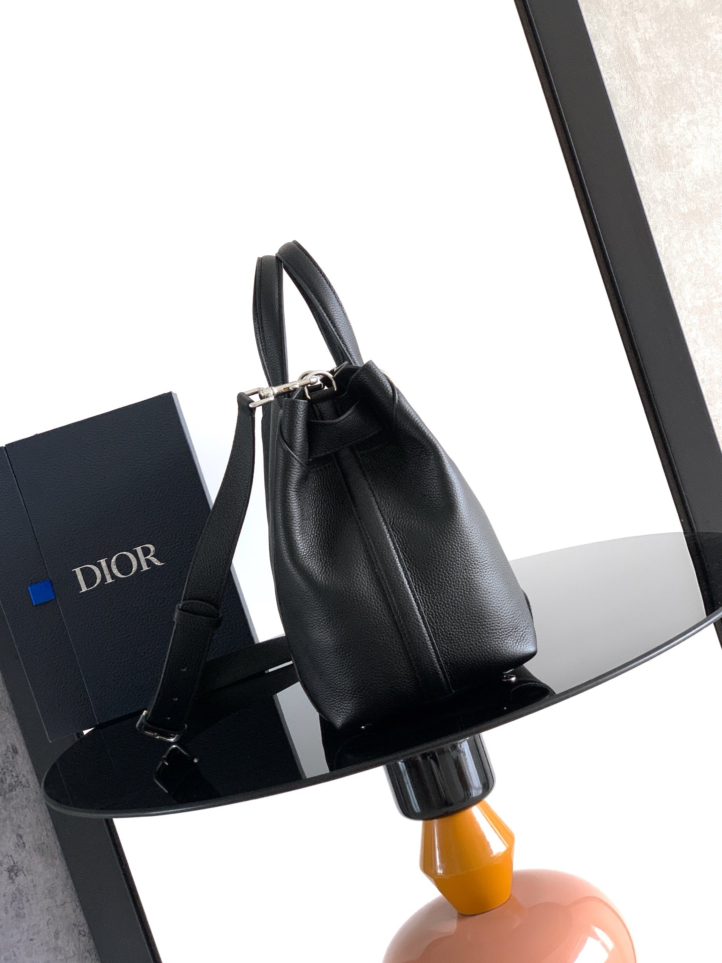 Dior 2026 Normandie Handbag 38cm Black Grained Calfskin 355400